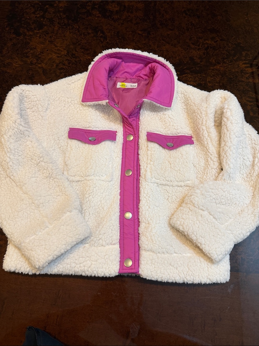 Epic Threads Cream Sherpa Jacket with Pink Lining